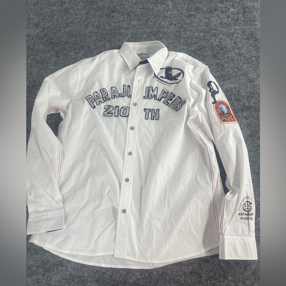 Parajumpers Shirt Mens Large White Button Up Embroidered n84